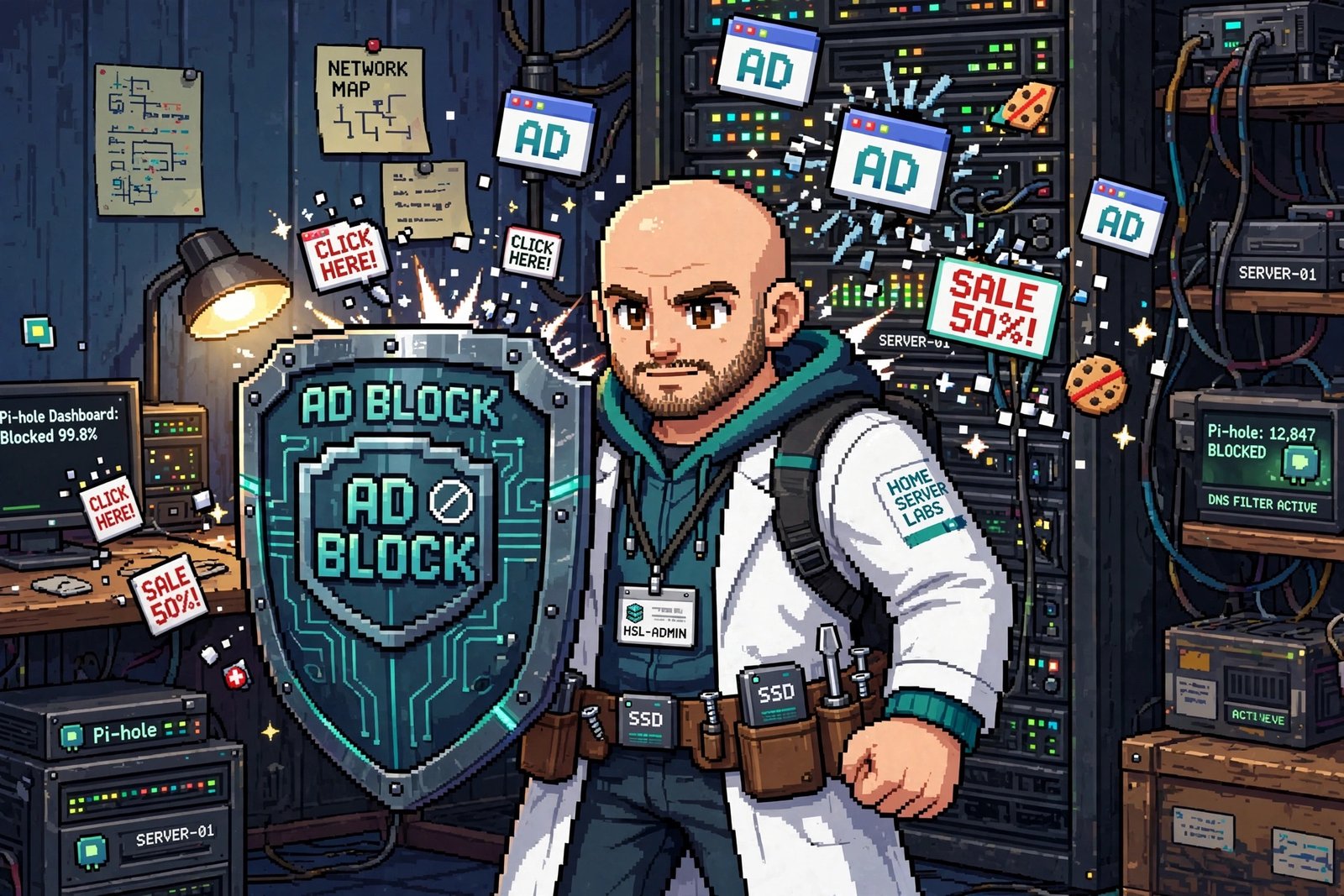 Pi-hole 16-bit illustratie - Home Server Labs